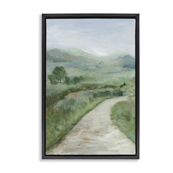 Stupell Industries Farmhouse Curving Path Landscape Black Floating Frame Canvas Art, 17 x 25, by Jacob Q
