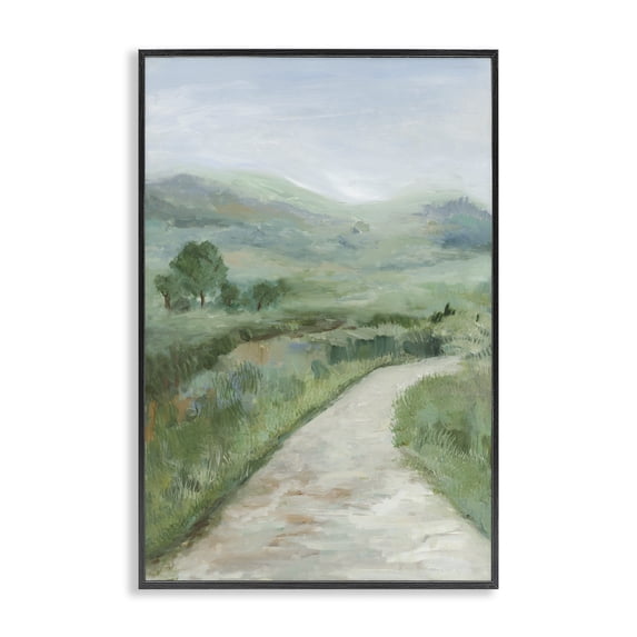 Stupell Industries Farmhouse Curving Path Landscape Black Framed Giclee Art, 12 x 18, by Jacob Q