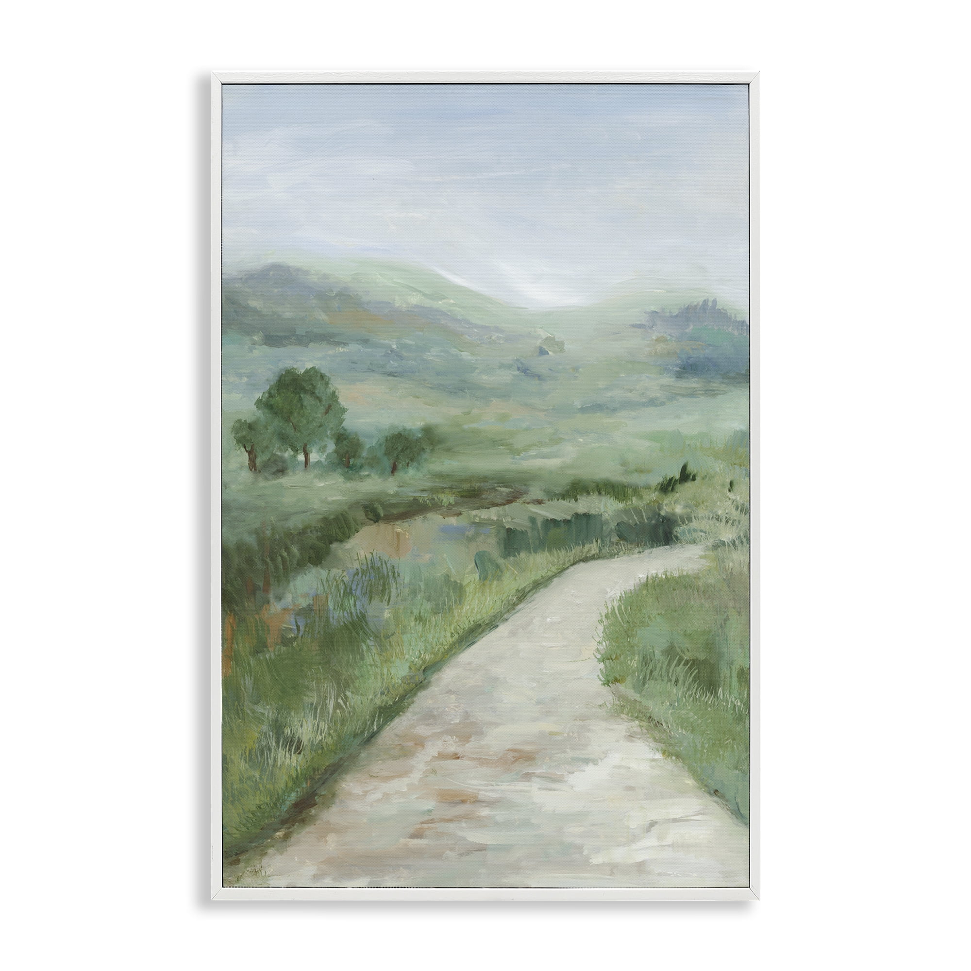 Stupell Industries Curving Path Landscape Landscape & Nature Painting White Framed Art Print Wall Art, 12 x 18