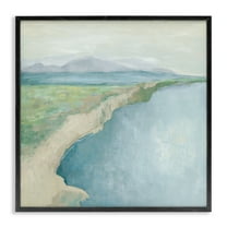 Stupell Industries Curving Shoreline Landscape Nautical & Beach Painting Black Framed Art Print Wall Art, 12 x 12