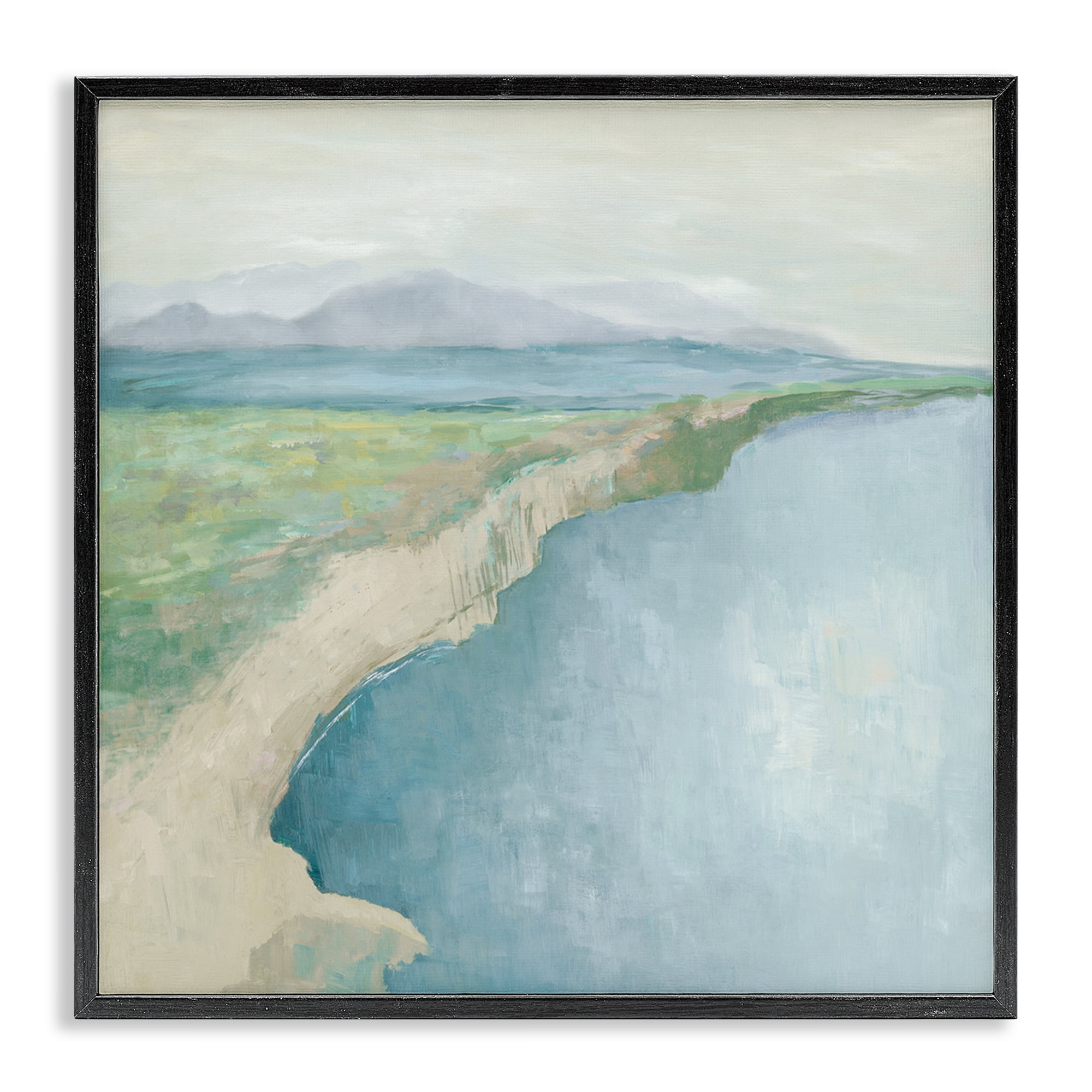 Stupell Industries Curving Shoreline Landscape Nautical & Beach Painting Black Framed Art Print Wall Art, 17 x 17