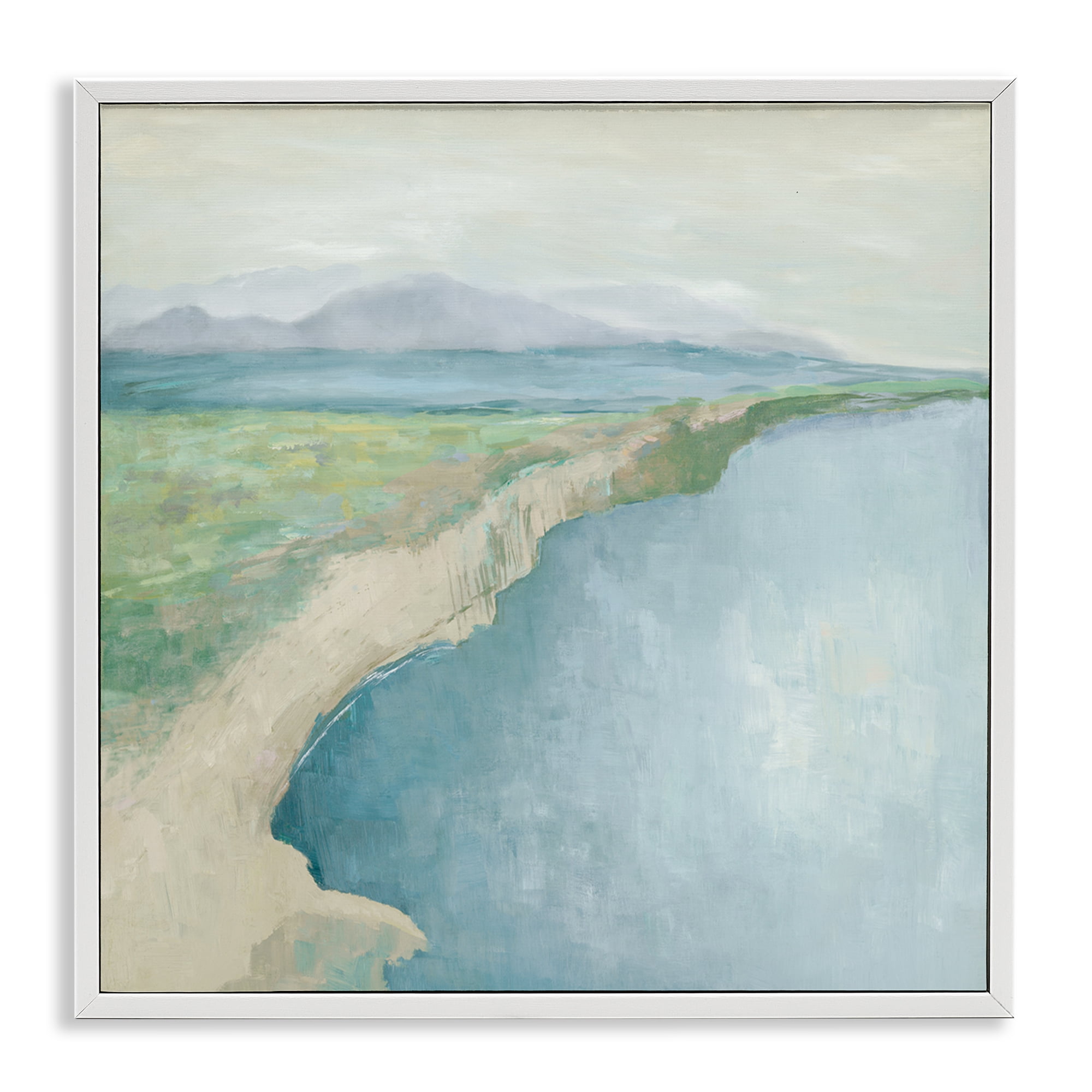 Stupell Industries Curving Shoreline Landscape Nautical & Beach Painting White Framed Art Print Wall Art, 24 x 24
