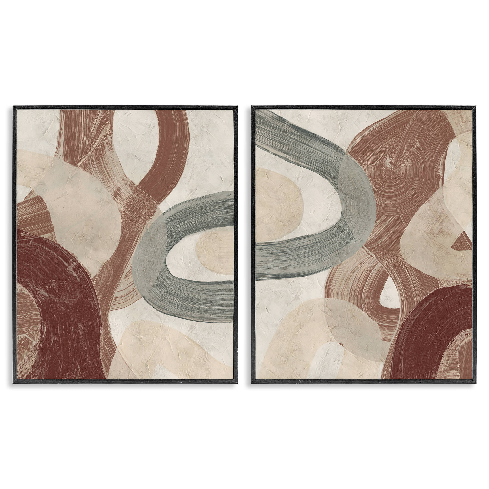 Stupell Industries Curvy Abstract Swirls Abstract Painting Black Framed Art Print Wall Art, 24 x 30, Set of 2