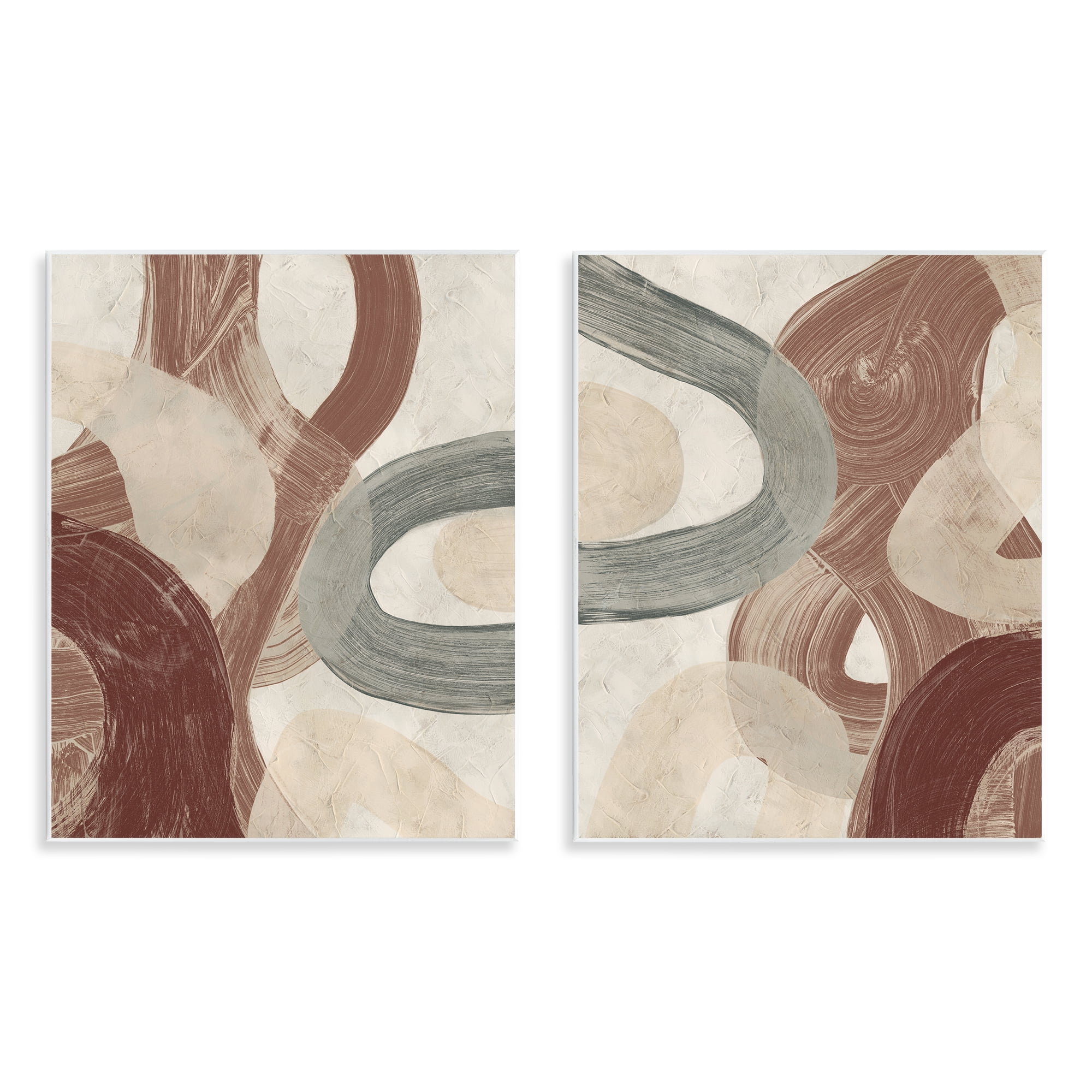 Stupell Industries Curvy Abstract Swirls Abstract Painting Unframed Art Print Wall Art, 11 x 14, Set of 2