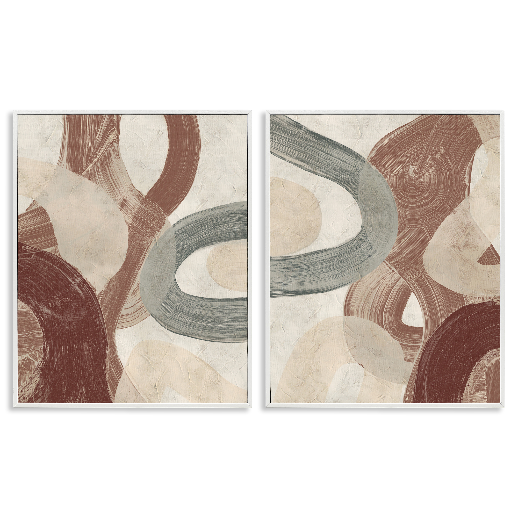 Stupell Industries Curvy Abstract Swirls Abstract Painting White Framed Art Print Wall Art, 16 x 20, Set of 2
