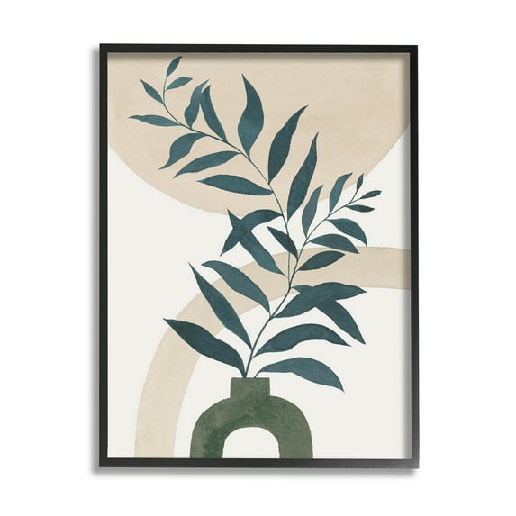 Stupell Industries Curvy Plant Leaves Modern Shapes Graphic Art Black Framed Art Print Wall Art, Design by Grace Popp