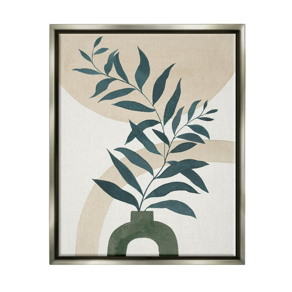 Stupell Industries Curvy Plant Leaves Modern Shapes Graphic Art Luster Gray Floating Framed Canvas Print Wall Art, Design by Grace Popp