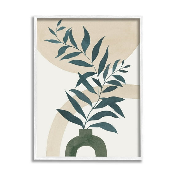 Stupell Industries Curvy Plant Leaves Modern Shapes Graphic Art White Framed Art Print Wall Art, Design by Grace Popp