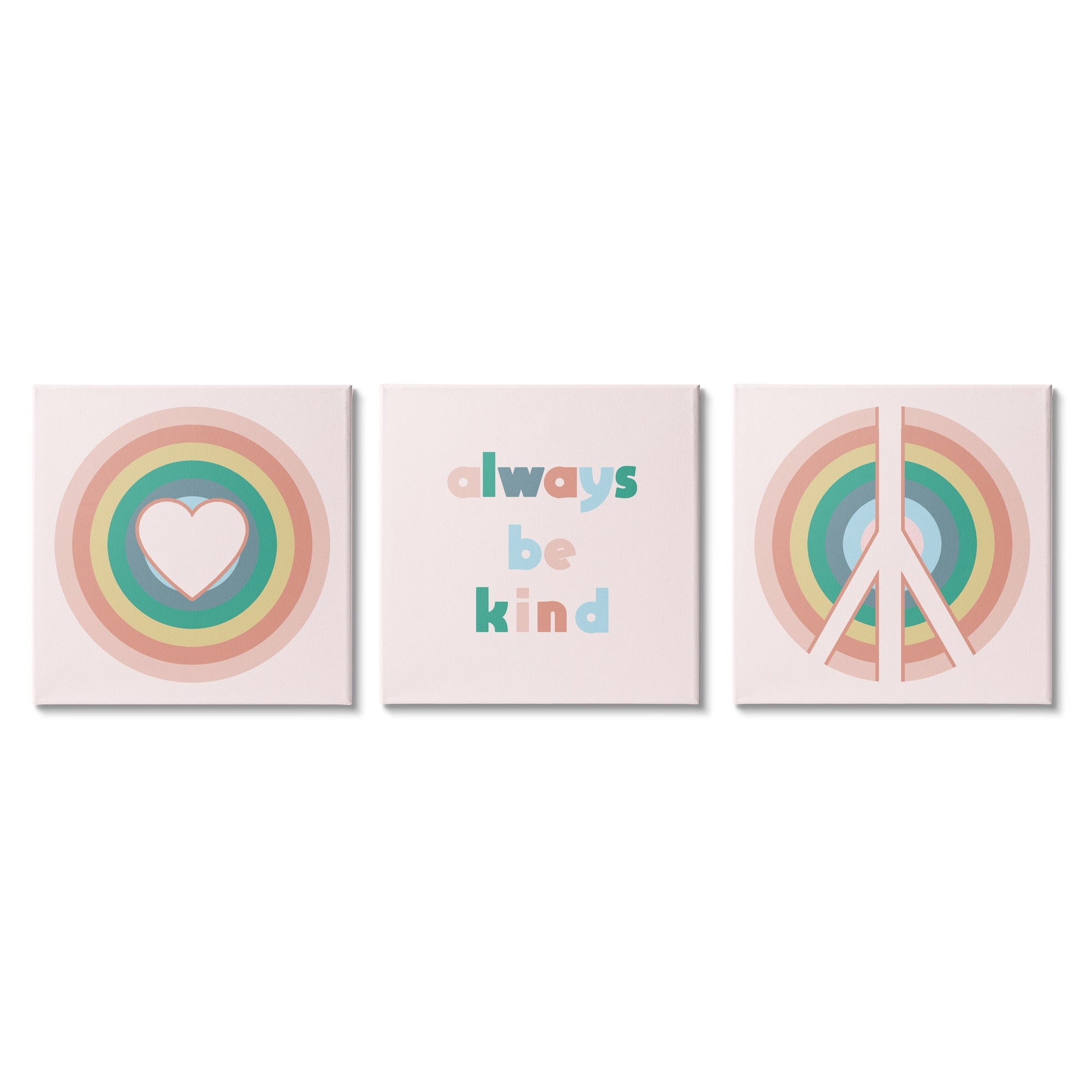 Stupell Industries Cute Always Be Kind Quote Rainbow Peace Sign , 17 x 17, Design by Daphne Polselli