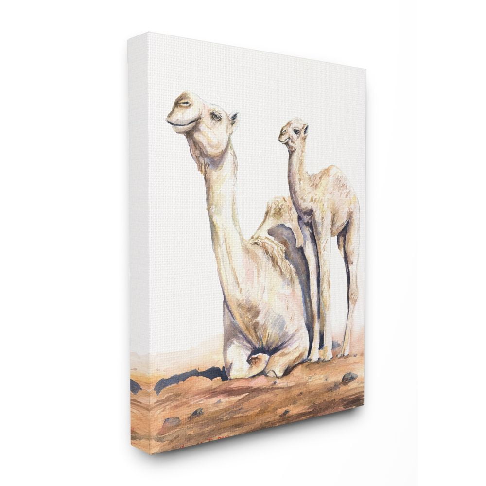 Stupell Industries Cute Baby Camel Family Animal Watercolor Painting Canvas Wall Art by George Dyachenko