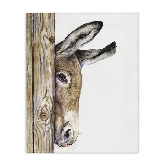 Stupell Industries Farmhouse Baby Donkey Animal Watercolor Canvas Art, 30 x 40, by George Dyachenko