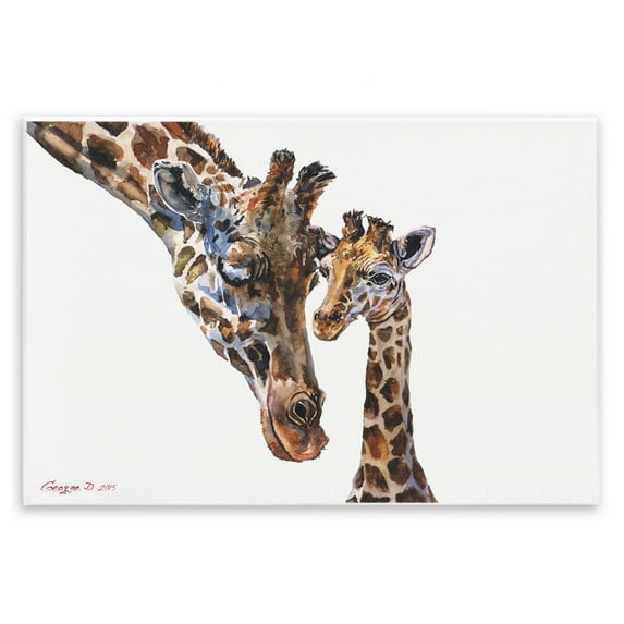 Stupell Industries Baby Giraffe Animal Watercolor Animals & Insects Painting Unframed Art Print Wall Art, 19 x 13