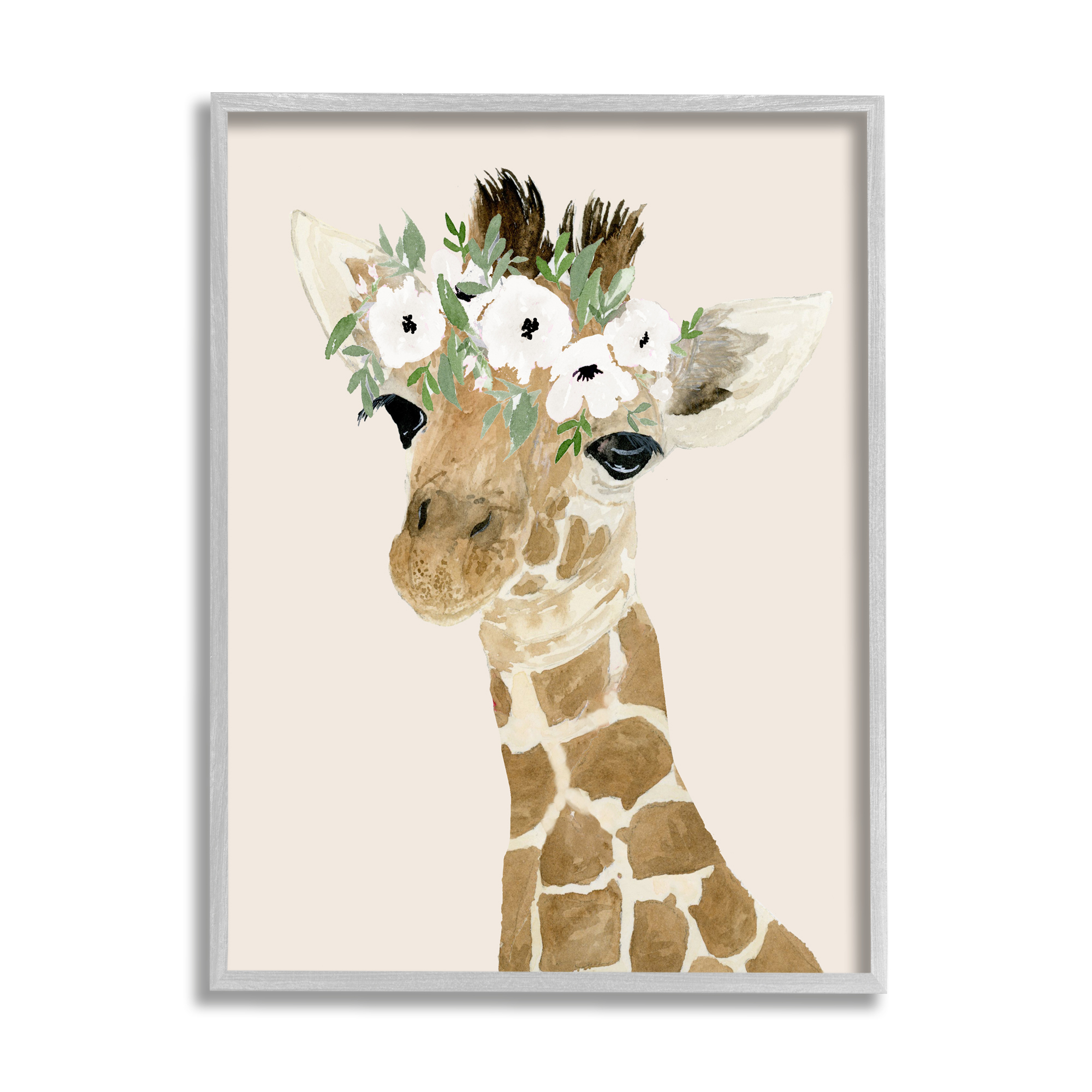 Stupell Industries Cute Baby Giraffe Floral Crown Children's Safari Animal, 11 x 14, Design by Lucille Price