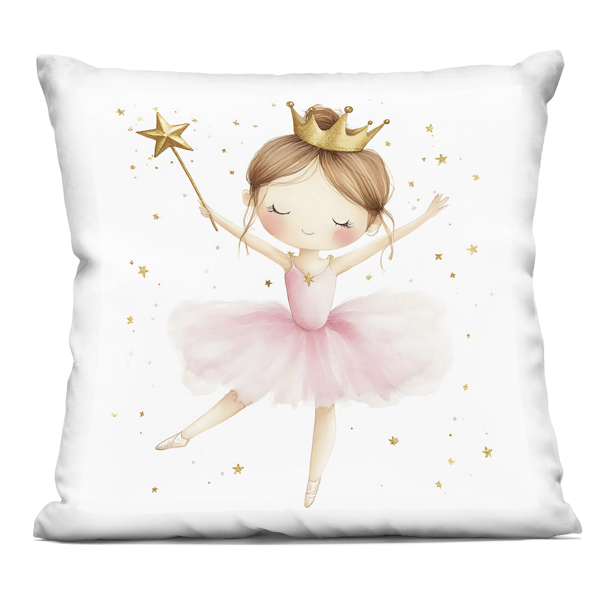 Stupell Industries Cute Ballerina with Crown Decorative Printed Throw Pillow, design by Creative Studio