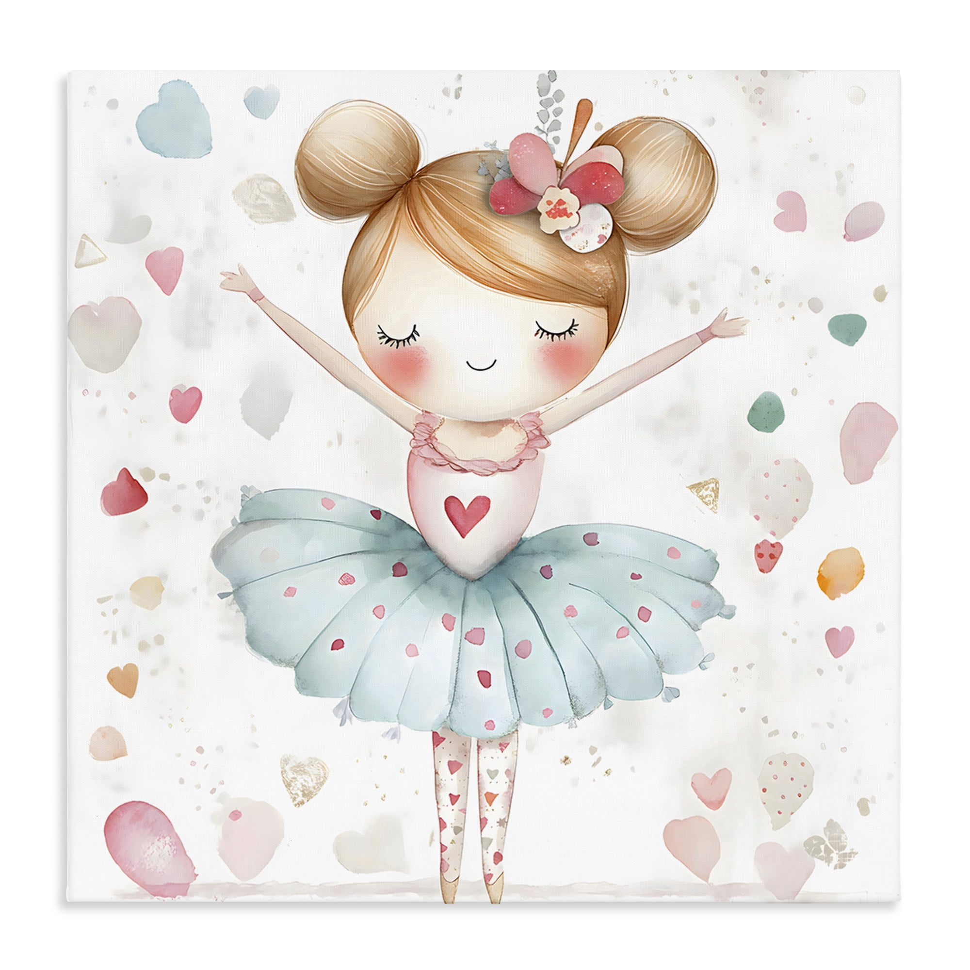 Stupell Industries Cute Ballerina with Hearts Canvas Wall Art, design by Creative Studio