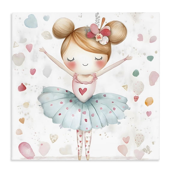 Stupell Industries Eclectic Cute Ballerina with Hearts Canvas Art, 17 x 17, by Creative Studio