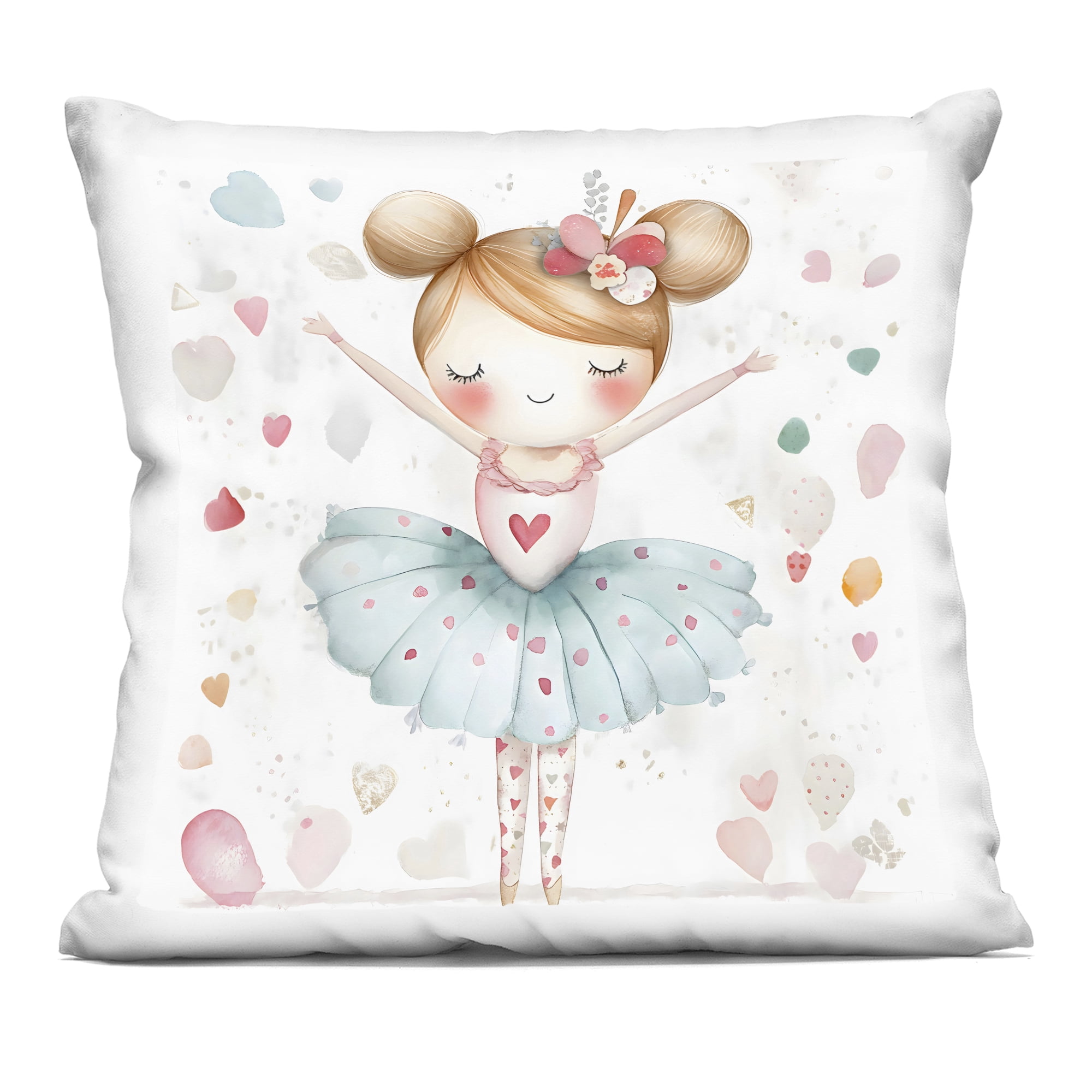 Stupell Industries Cute Ballerina with Hearts Decorative Printed Throw Pillow, design by Creative Studio, 18 x 7 x 18