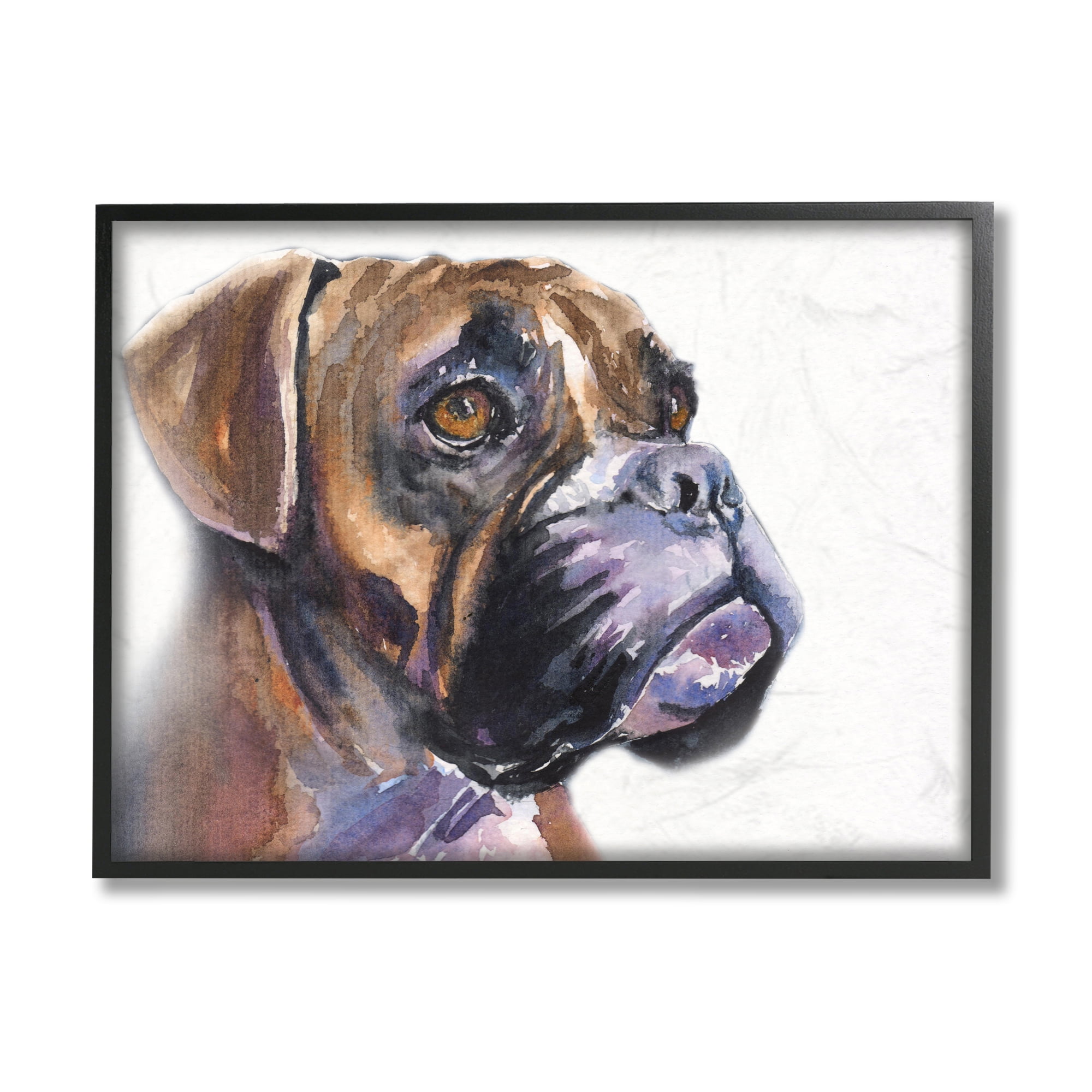 Stupell Industries Cute Boxer Dog Pet Portrait Minimal Brown Black Framed, 16 x 20, Design by George Dyachenko