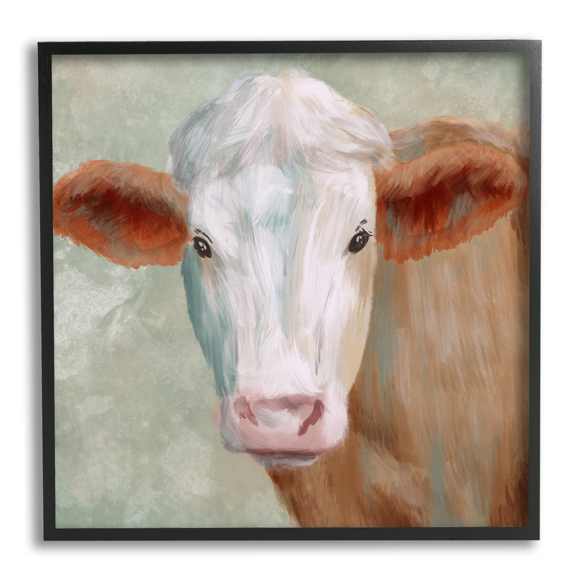 Stupell Industries Cute Brown White Farm Cow Watching Closeup Painting , 17 x 30, Design by Marcus Prime