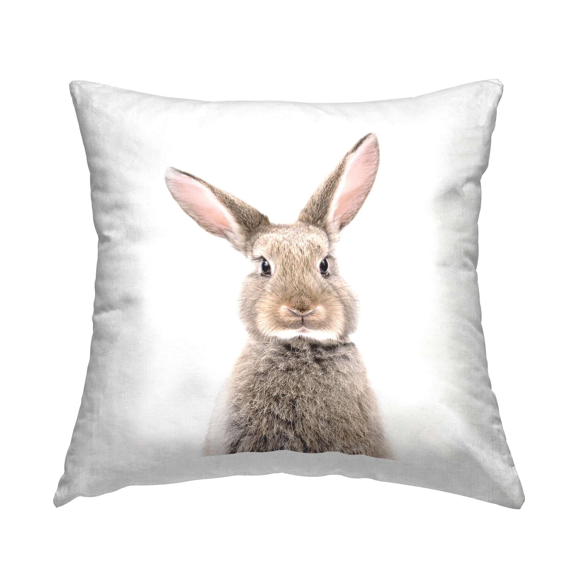 Stupell Industries Cute Bunny Casual Portrait Face Square Decorative Printed Throw Pillow, 18 x 18,