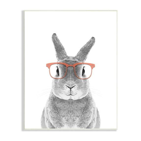 Stupell Industries Cute Bunny Rabbit Glasses Monochrome Illustration Graphic Art Unframed Art Print Wall Art, 10x15, by Annalisa Latella