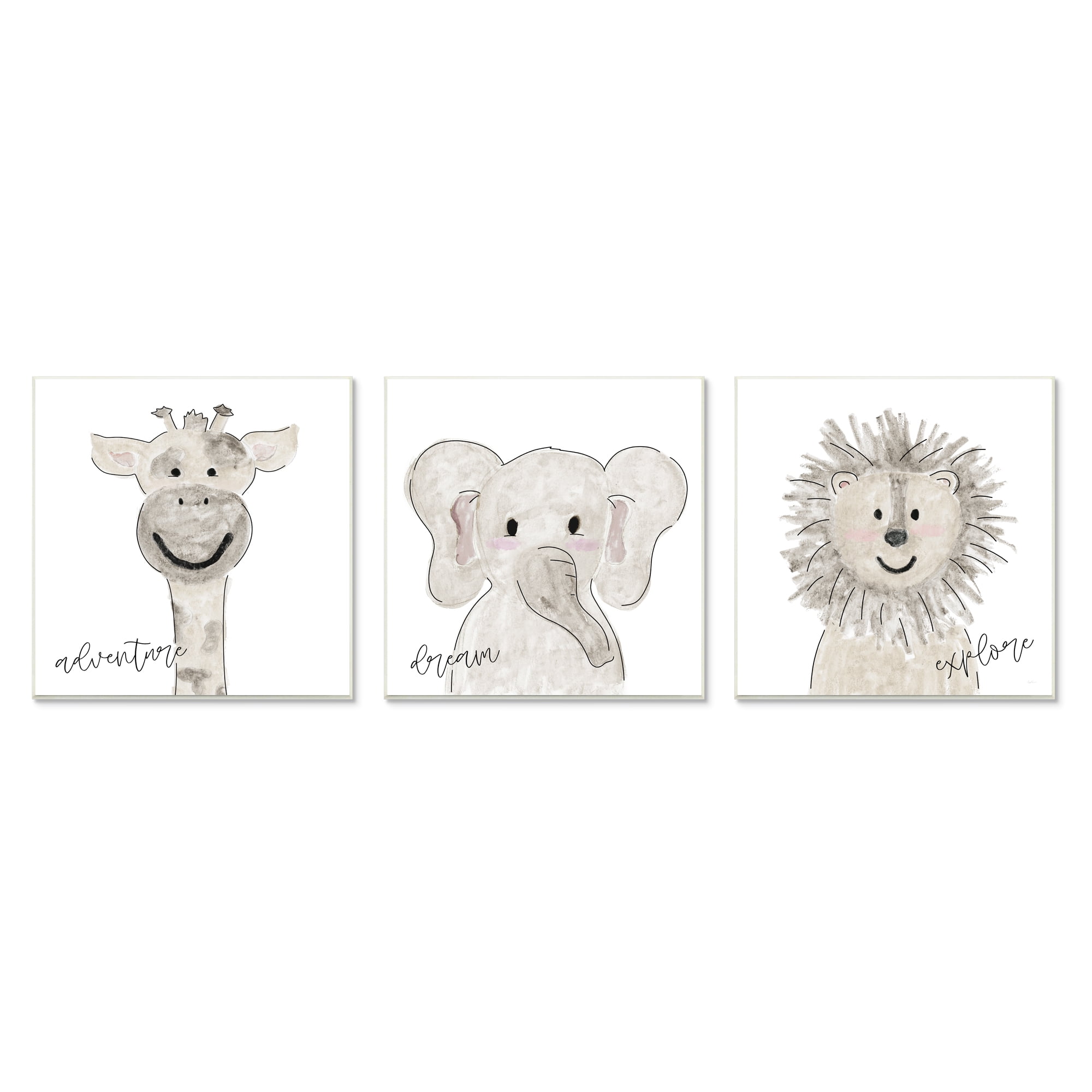 Stupell Industries Cute Cartoon Animals Illustration Adventure Dream Explore Quote , 12 x 12, Design by Natalie Carpentieri