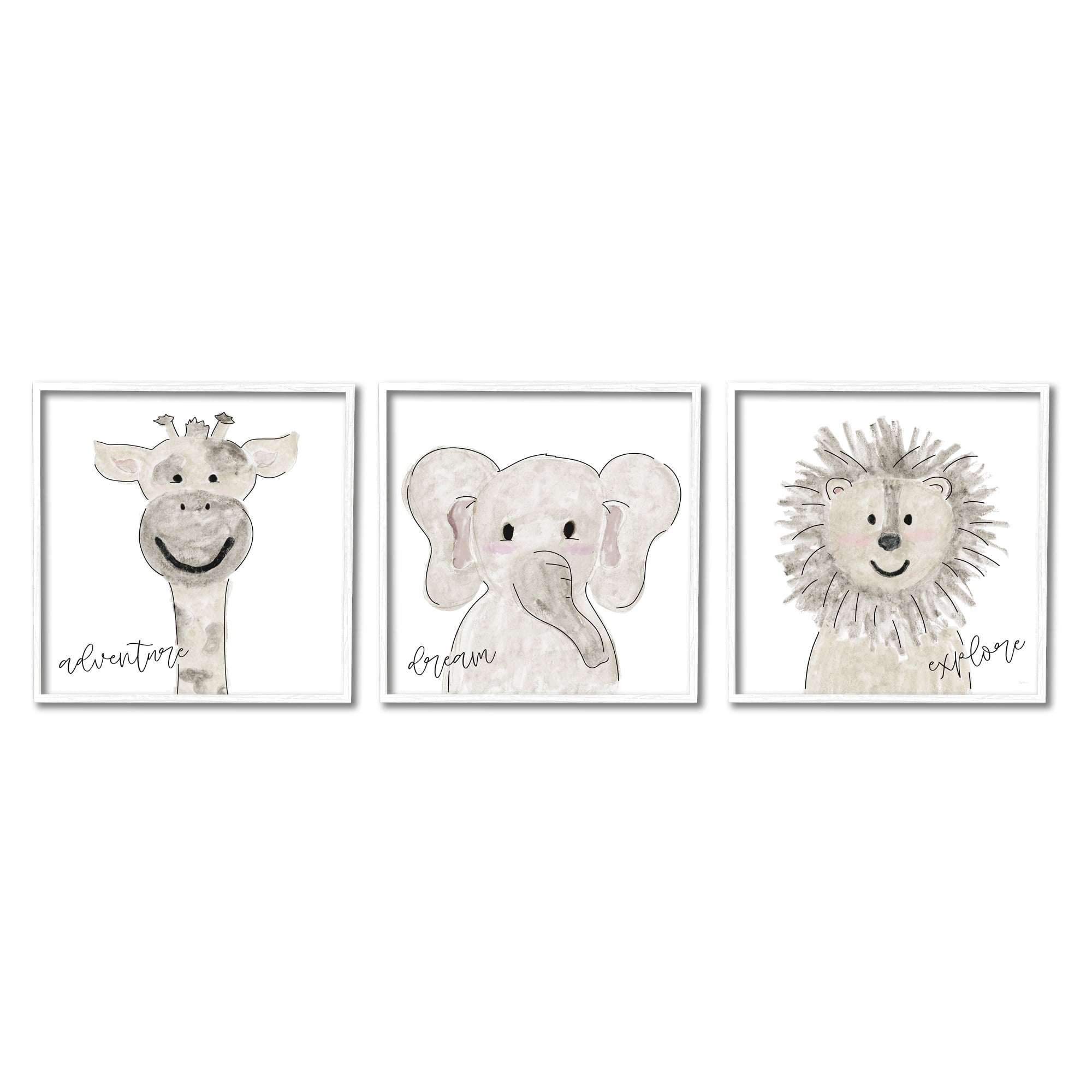 Stupell Industries Cute Cartoon Animals Illustration Adventure Dream Explore Quote , 12 x 12, Design by Natalie Carpentieri