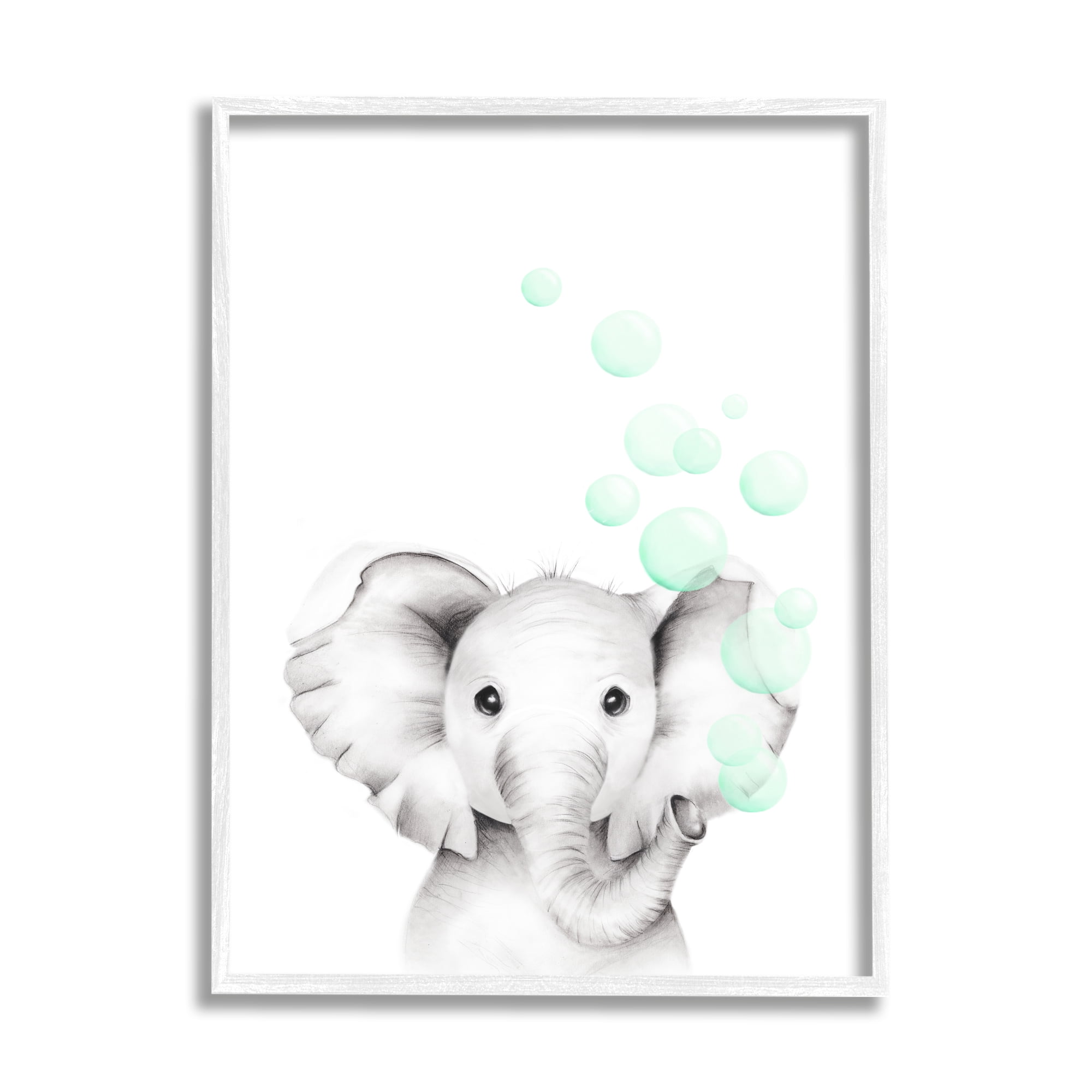 Stupell Industries Cute Cartoon Baby Elephant Zoo Animal Painting, 24 x 30,Design by Studio Q