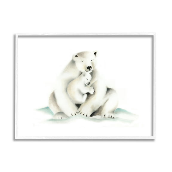 Stupell Industries Cute Cartoon Baby Polar Bear Family Zoo Animal Painting, 11 x 14,Design by Studio Q