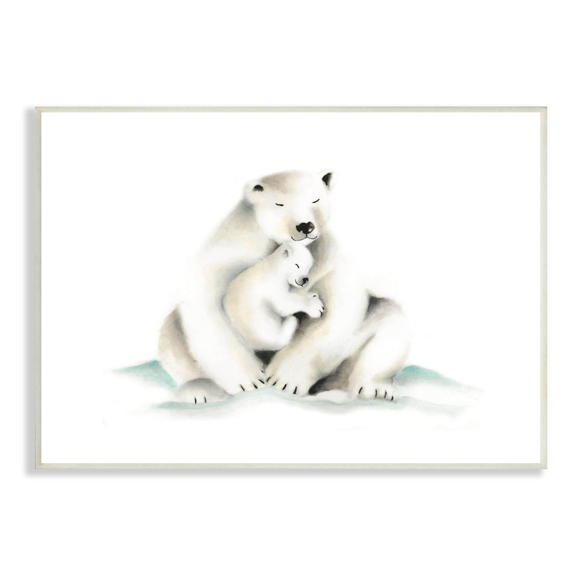 Stupell Industries Cute Cartoon Baby Polar Bear Family Zoo Animal Painting, 13 x 19,Design by Studio Q