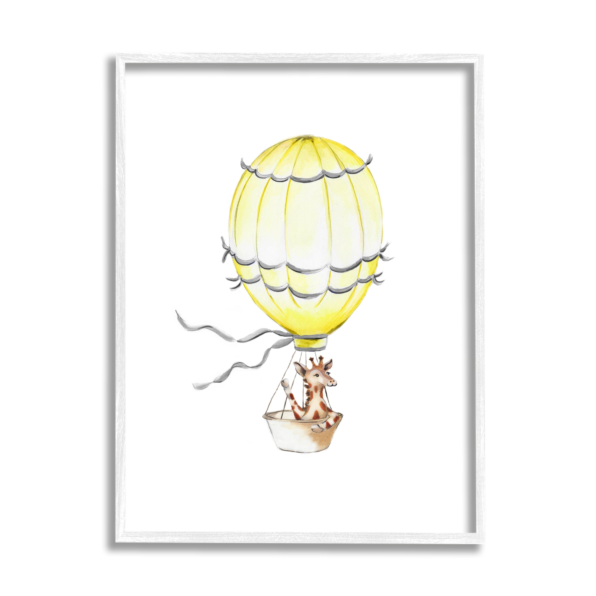 Stupell Industries Cute Cartoon Giraffe In Hot Air Balloon Zoo Animal Painting, 24 x 30,Design by Studio Q