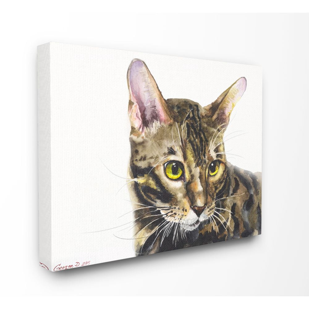 Stupell Industries Cute Cat Pet Animal Watercolor Painting Canvas Wall Art by George Dyachenko