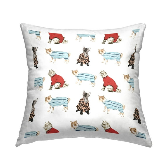 Stupell Industries Cute Cats Pajamas Pattern Printed Throw Pillow Design by Daphne Polselli