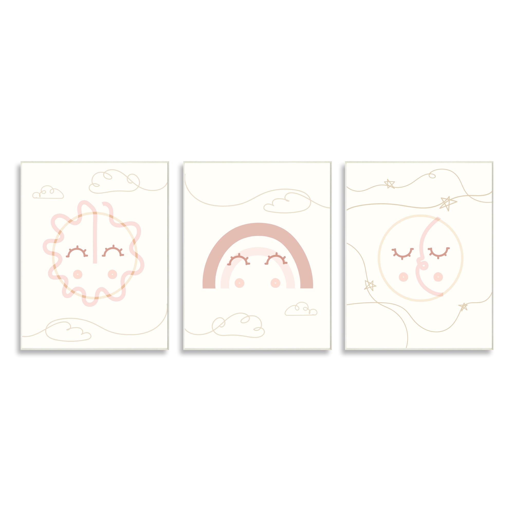 Stupell Industries Cute Celestial Doodle Sun Moon Stars Smile Happy Face , 13 x 19, Design by Daphne Polselli