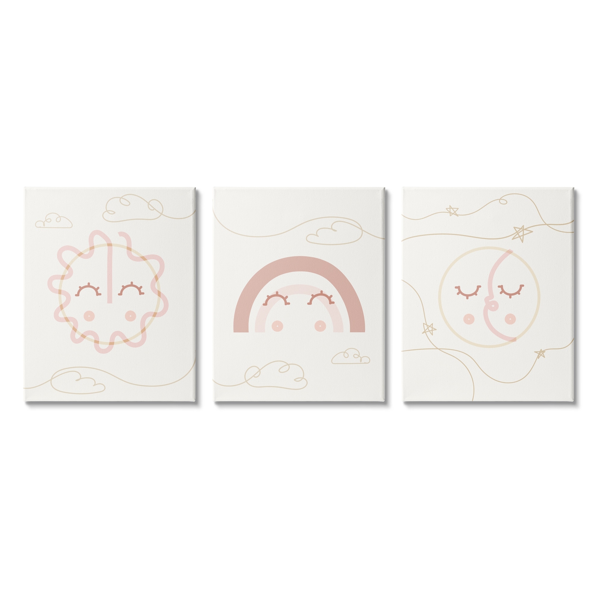 Stupell Industries Cute Celestial Doodle Sun Moon Stars Smile Happy Face , 16 x 20, Design by Daphne Polselli