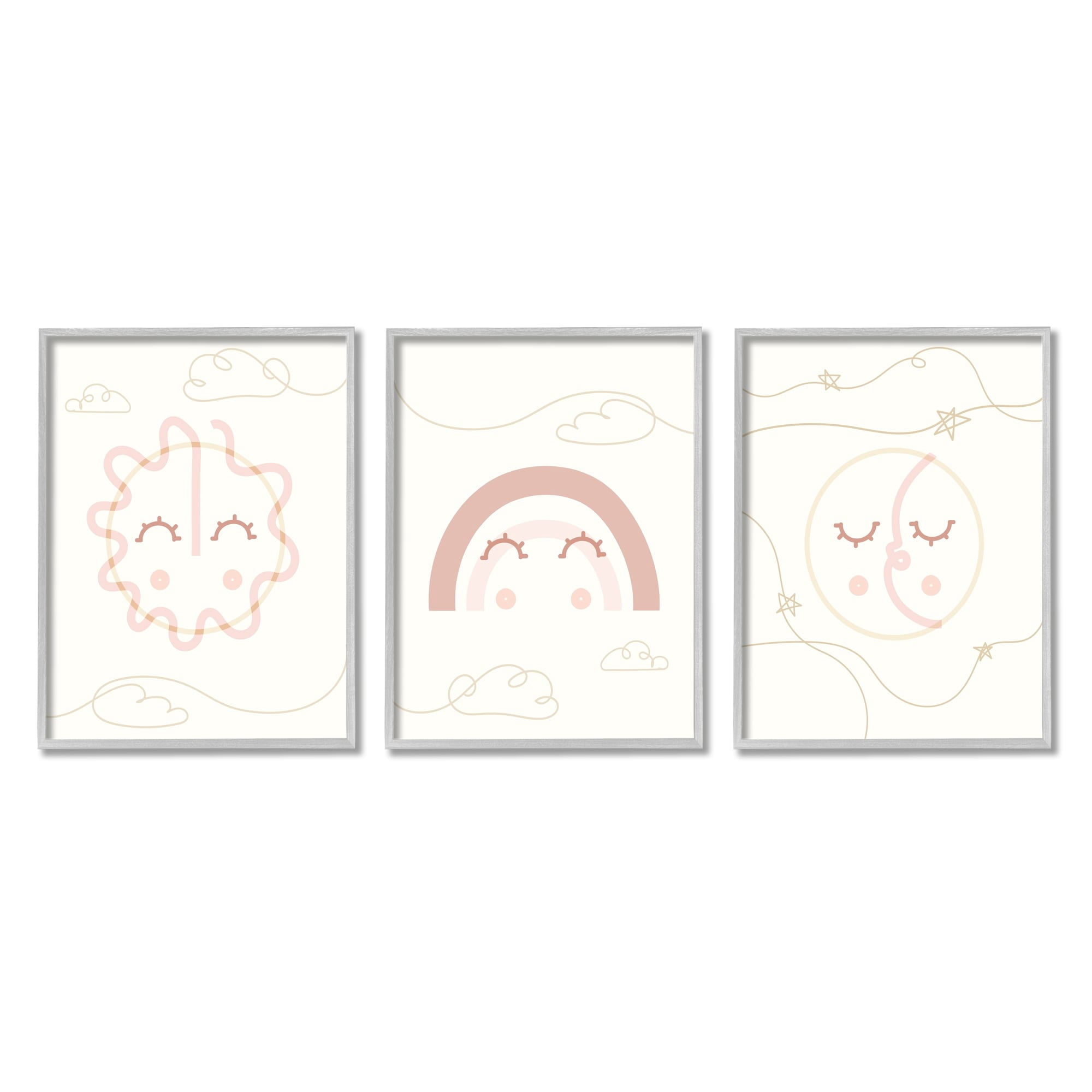 Stupell Industries Cute Celestial Doodle Sun Moon Stars Smile Happy Face , 16 x 20, Design by Daphne Polselli