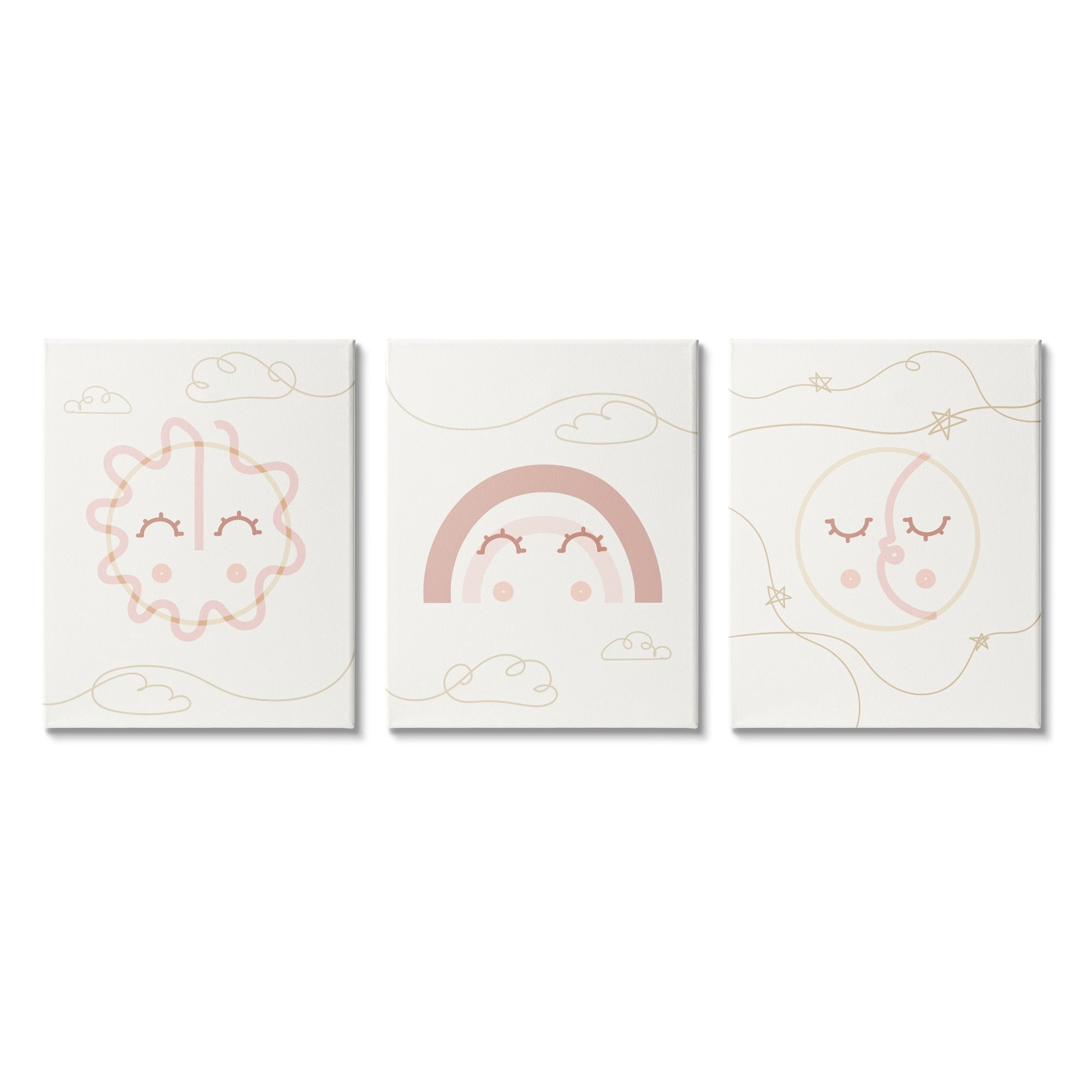 Stupell Industries Cute Celestial Doodle Sun Moon Stars Smile Happy Face , 24 x 30, Design by Daphne Polselli