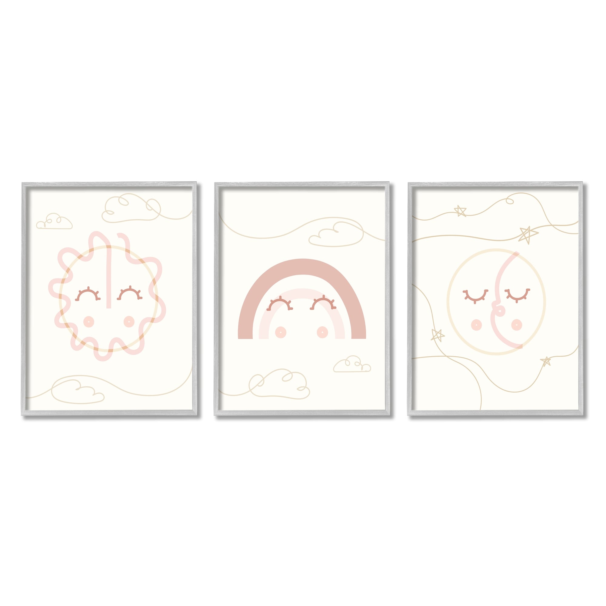 Stupell Industries Cute Celestial Doodle Sun Moon Stars Smile Happy Face , 24 x 30, Design by Daphne Polselli