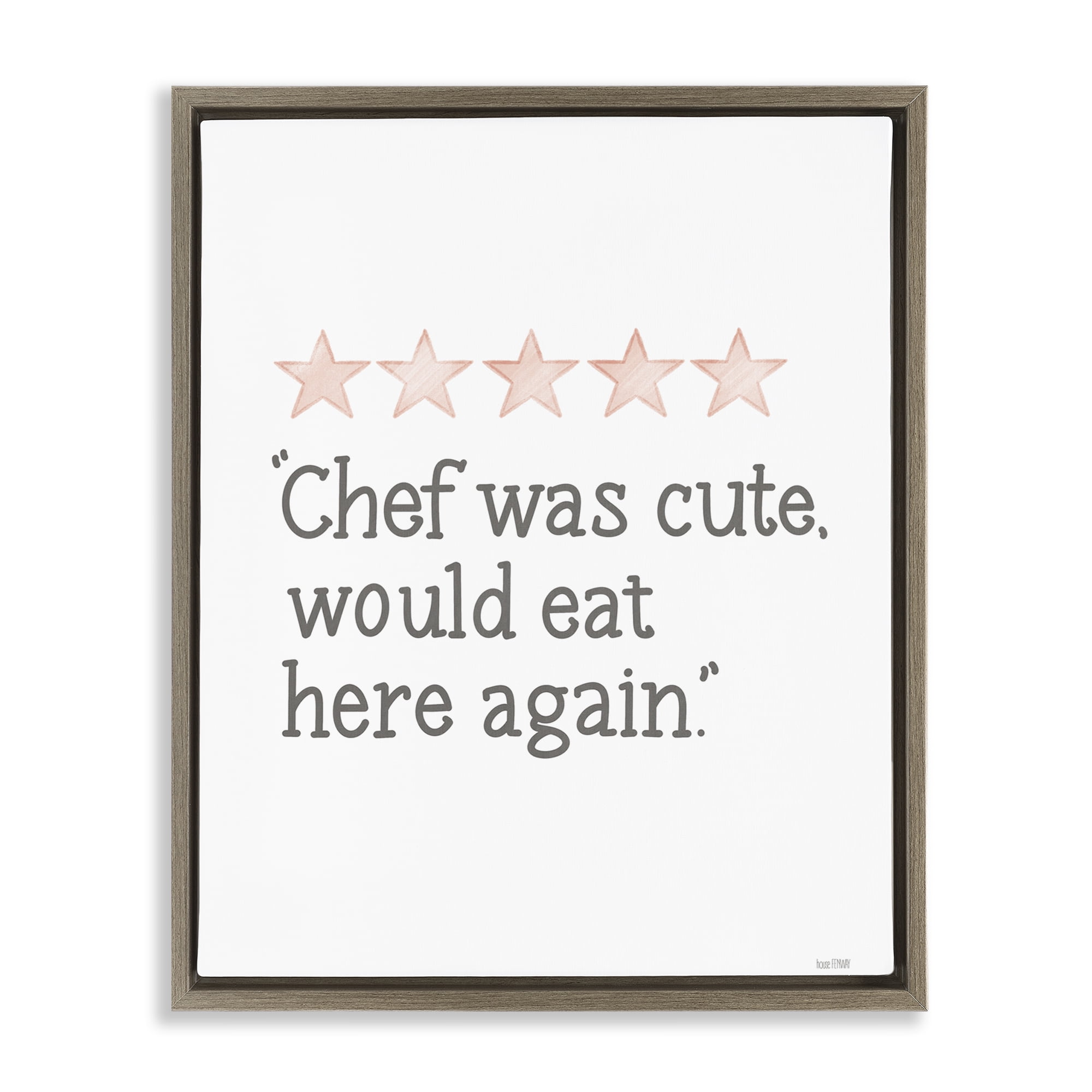 Stupell Industries Cute Chef Funny Rating Text & Numbers Painting Brown Floater Framed Canvas Art Print Wall Art, 17 x 21