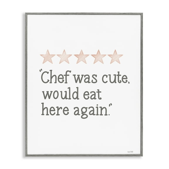 Stupell Industries Cute Chef Funny Rating Text & Numbers Painting Gray Framed Art Print Wall Art, 24 x 30