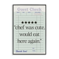 Stupell Industries Cute Chef Guest Check Typography Painting Black Framed Art Print Wall Art, 12 x 18