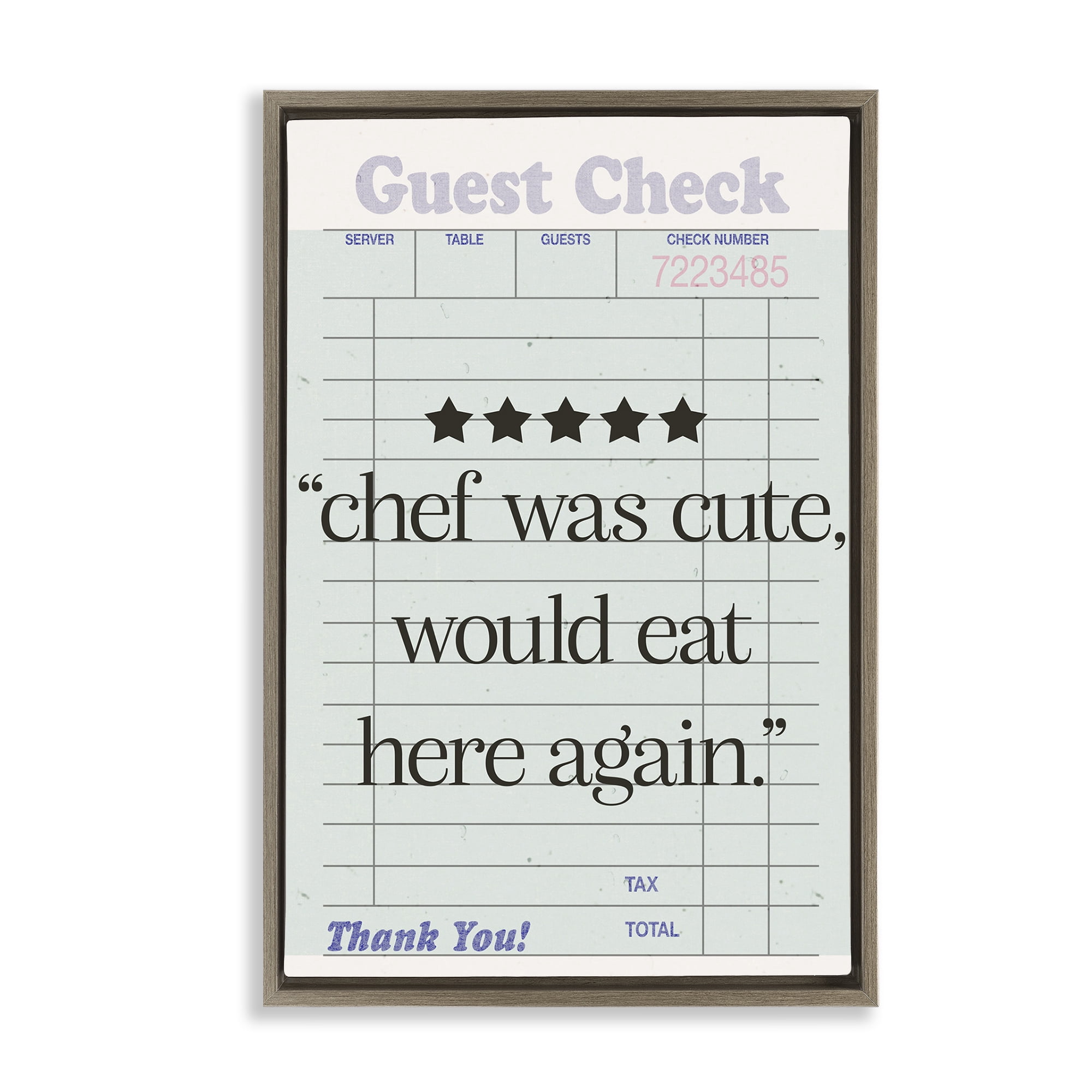 Stupell Industries Cute Chef Guest Check Typography Painting Brown Floater Framed Art Print Wall Art, 17 x 25