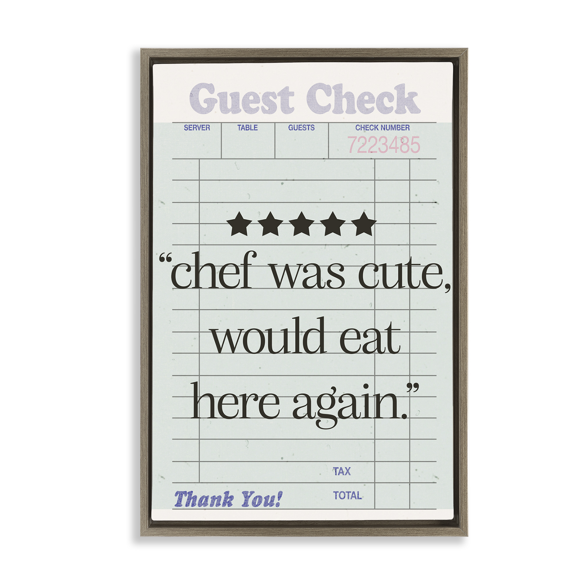 Stupell Industries Cute Chef Guest Check Typography Painting Brown Floater Framed Art Print Wall Art, 21 x 31