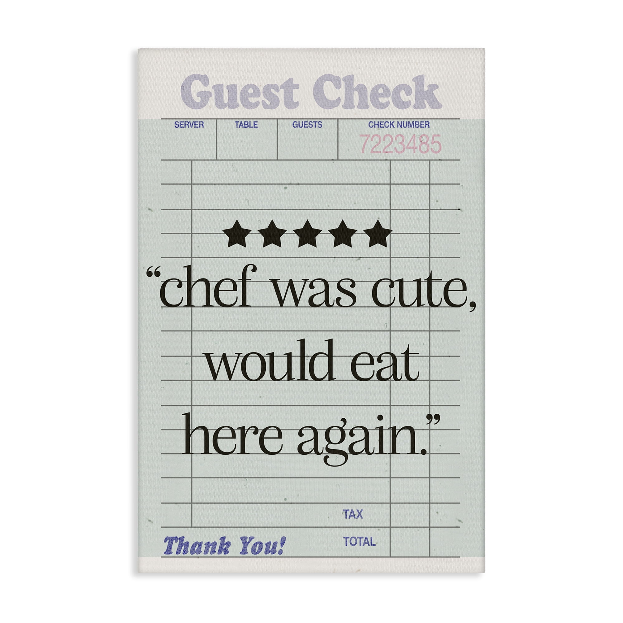 Stupell Industries Cute Chef Guest Check Typography Painting Gallery Wrapped Canvas Art Print Wall Art, 16 x 24