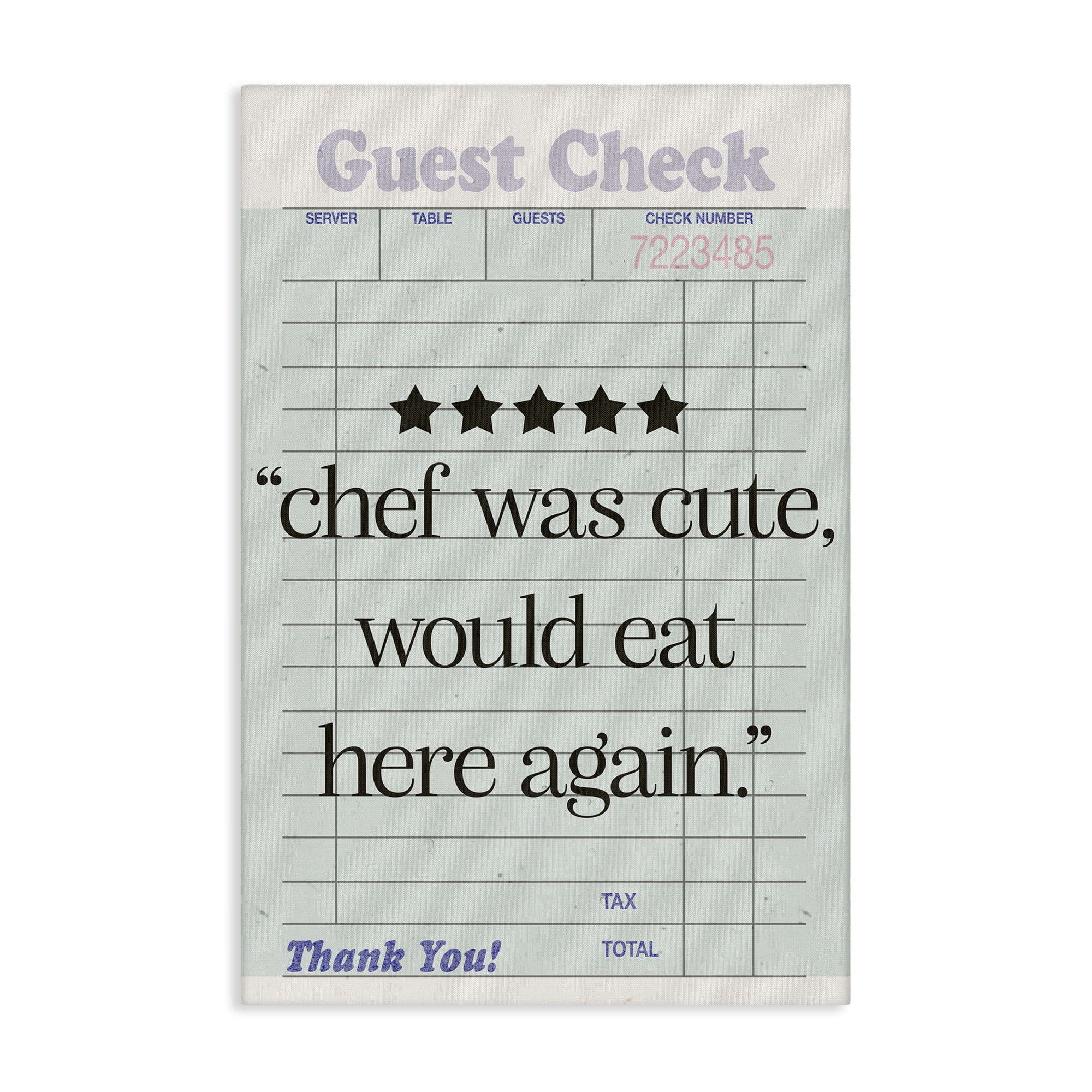 Stupell Industries Cute Chef Guest Check Typography Painting Gallery Wrapped Canvas Art Print Wall Art, 20 x 30