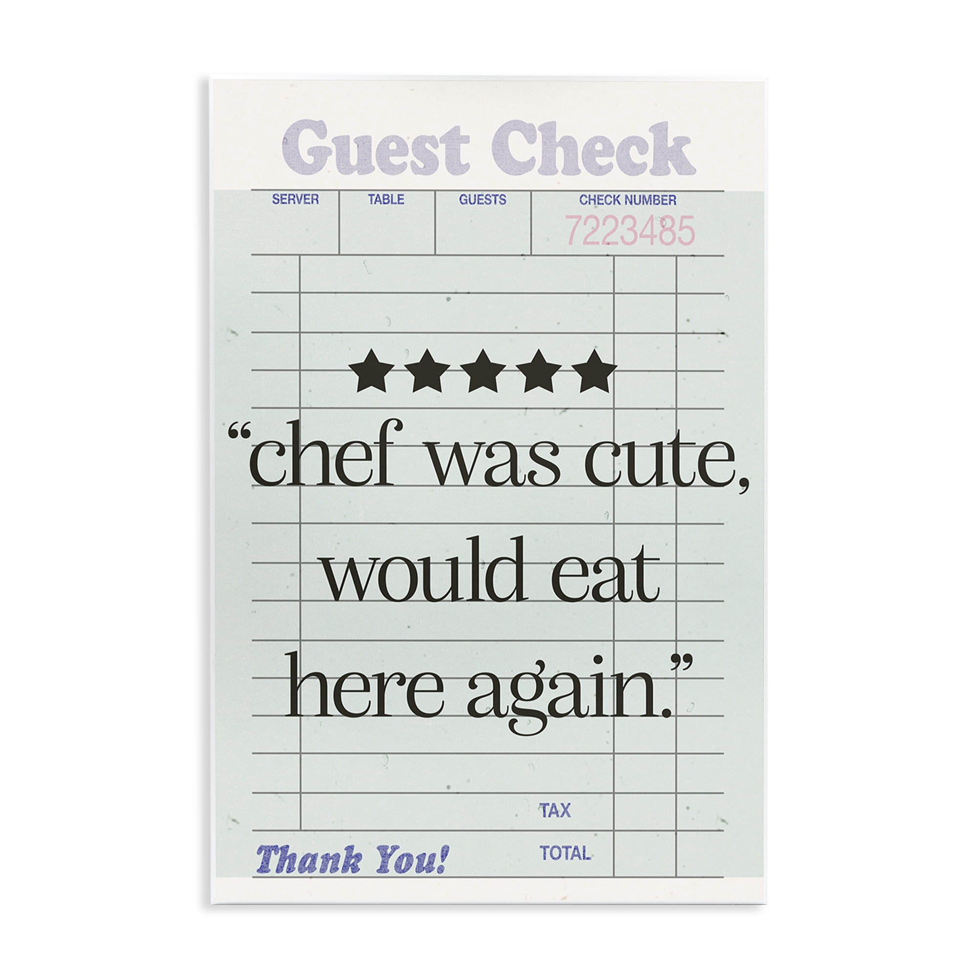 Stupell Industries Cute Chef Guest Check Typography Painting Unframed Art Print Wall Art, 13 x 19