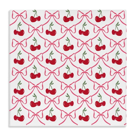 Stupell Industries Cute Cherries & Bows Pattern Canvas Wall Art design by Lucille Price, 24 x 24