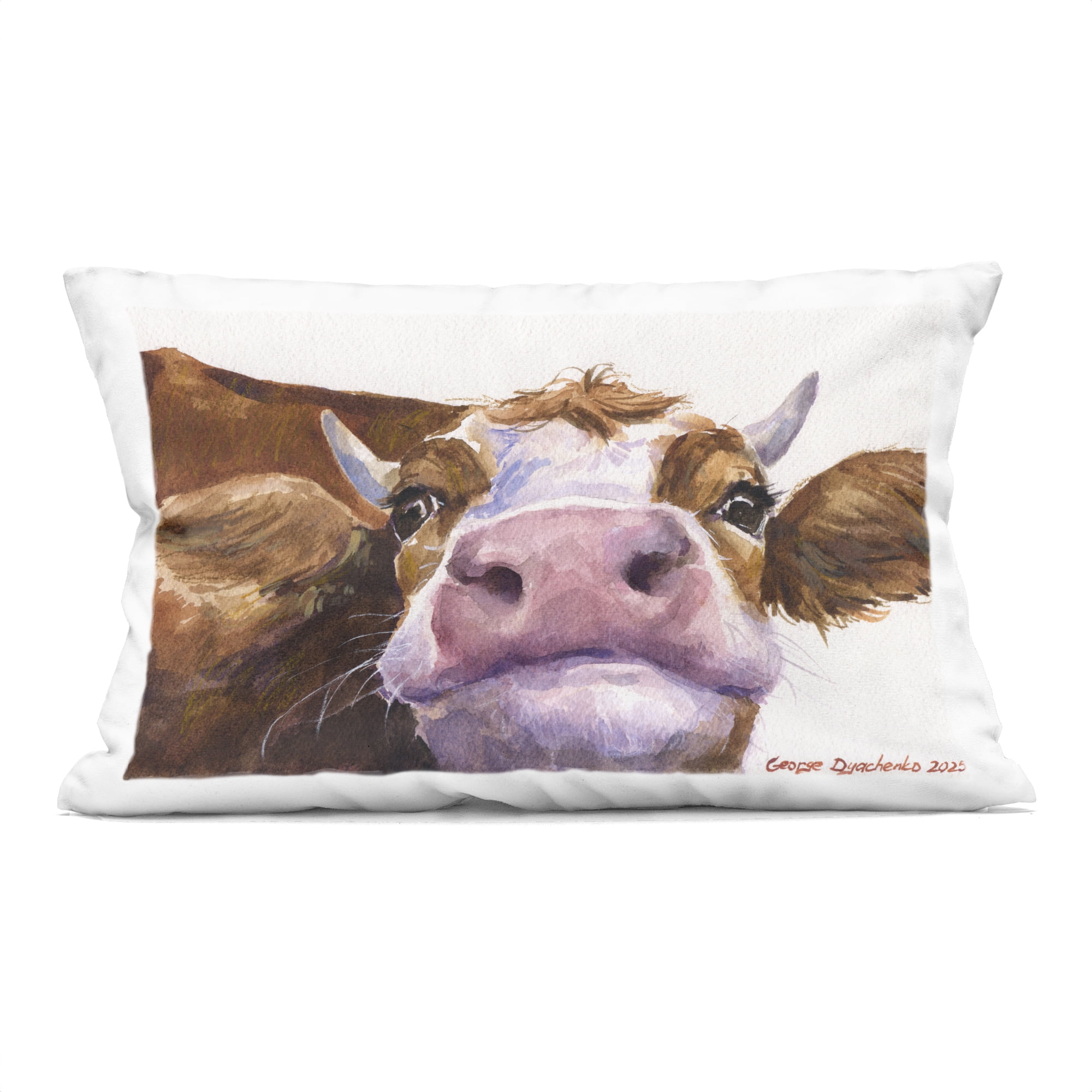 Stupell Industries Cute Cow Close Up Decorative Printed Throw Pillow, design by George Dyachenko