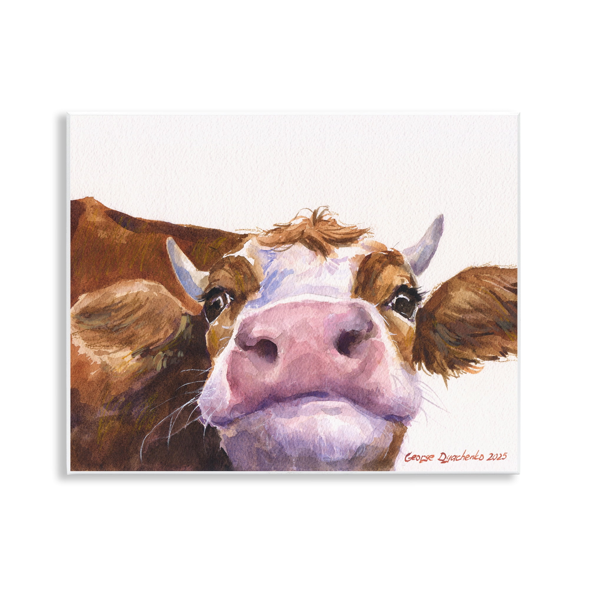 Stupell Industries Cute Cow Close Up Wall Plaque Art, design by George Dyachenko