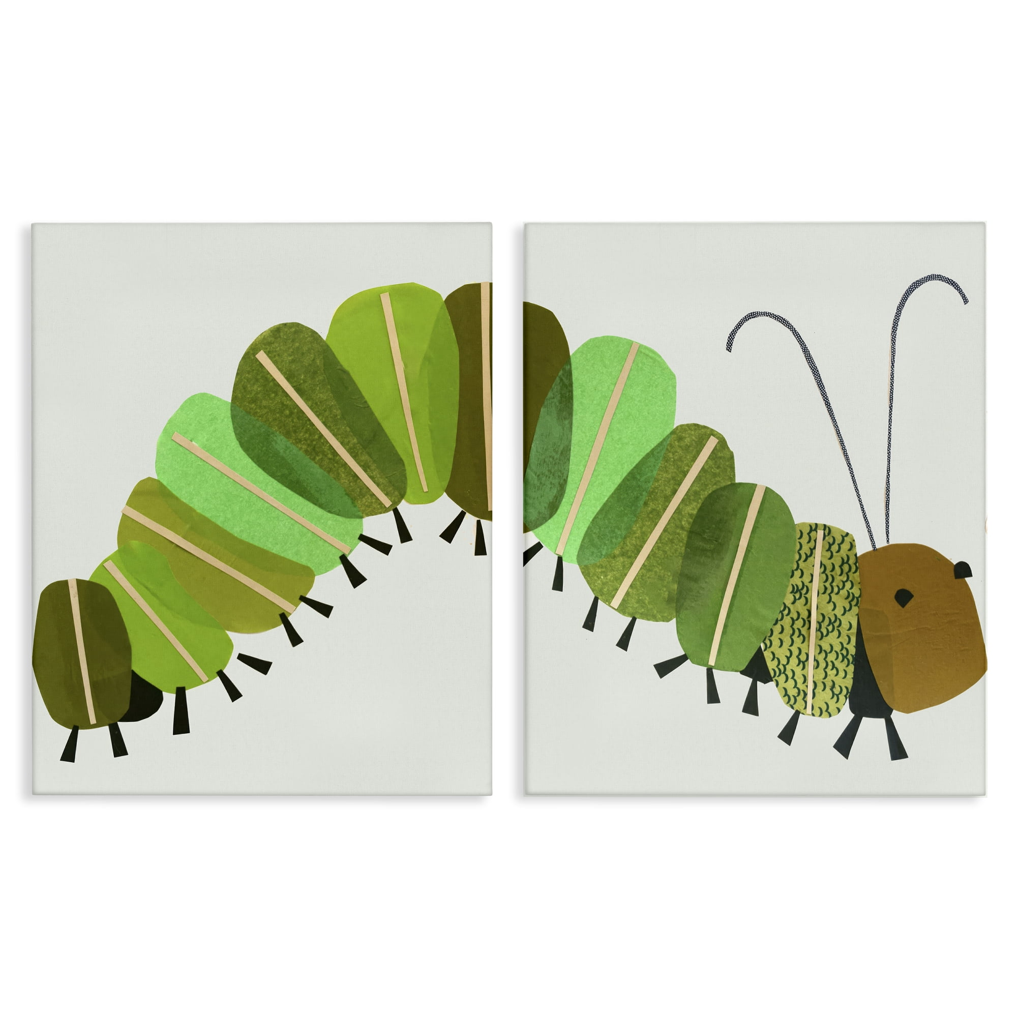 Stupell Industries Cute Cozy Caterpillar Animals Painting Wrapped Canvas Art Print Wall Art, 16 x 20, Set of 2